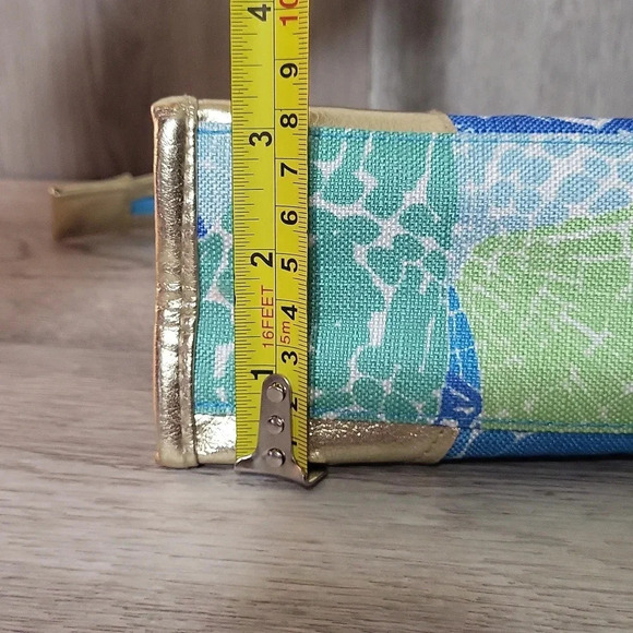 Lilly Pulitzer For Estee Lauder Green Blue Yellow Abstract Floral Zippered Pouch - Picture 10 of 10